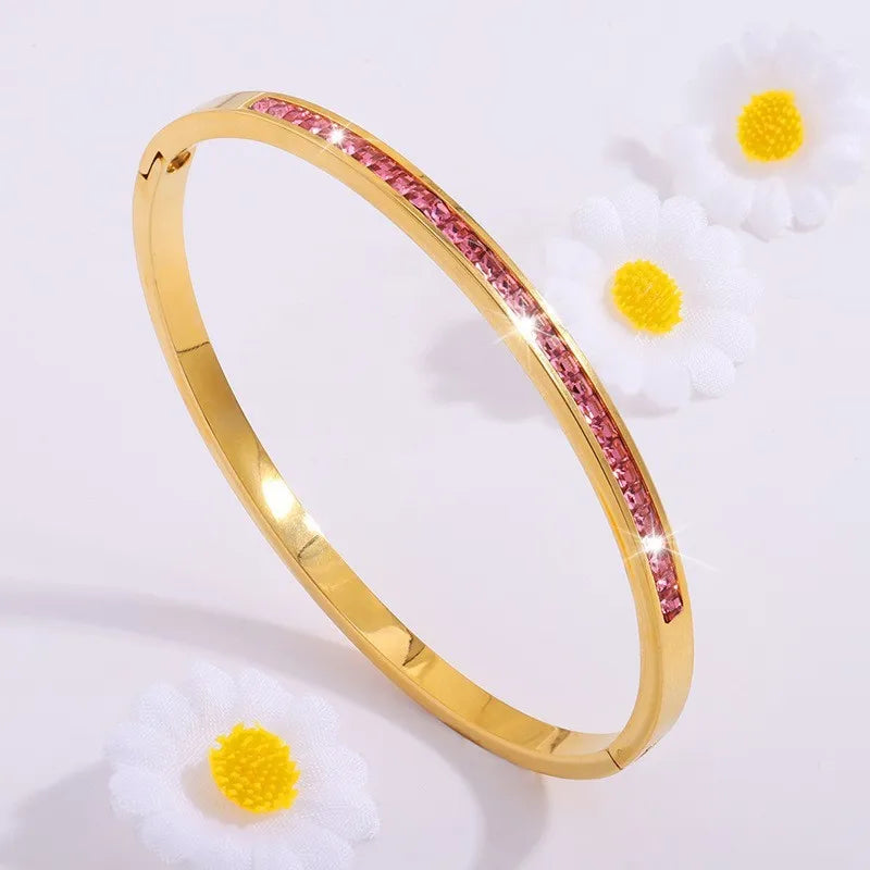 Stainless Steel Zirconia Inlaid Bracelet Set for Women