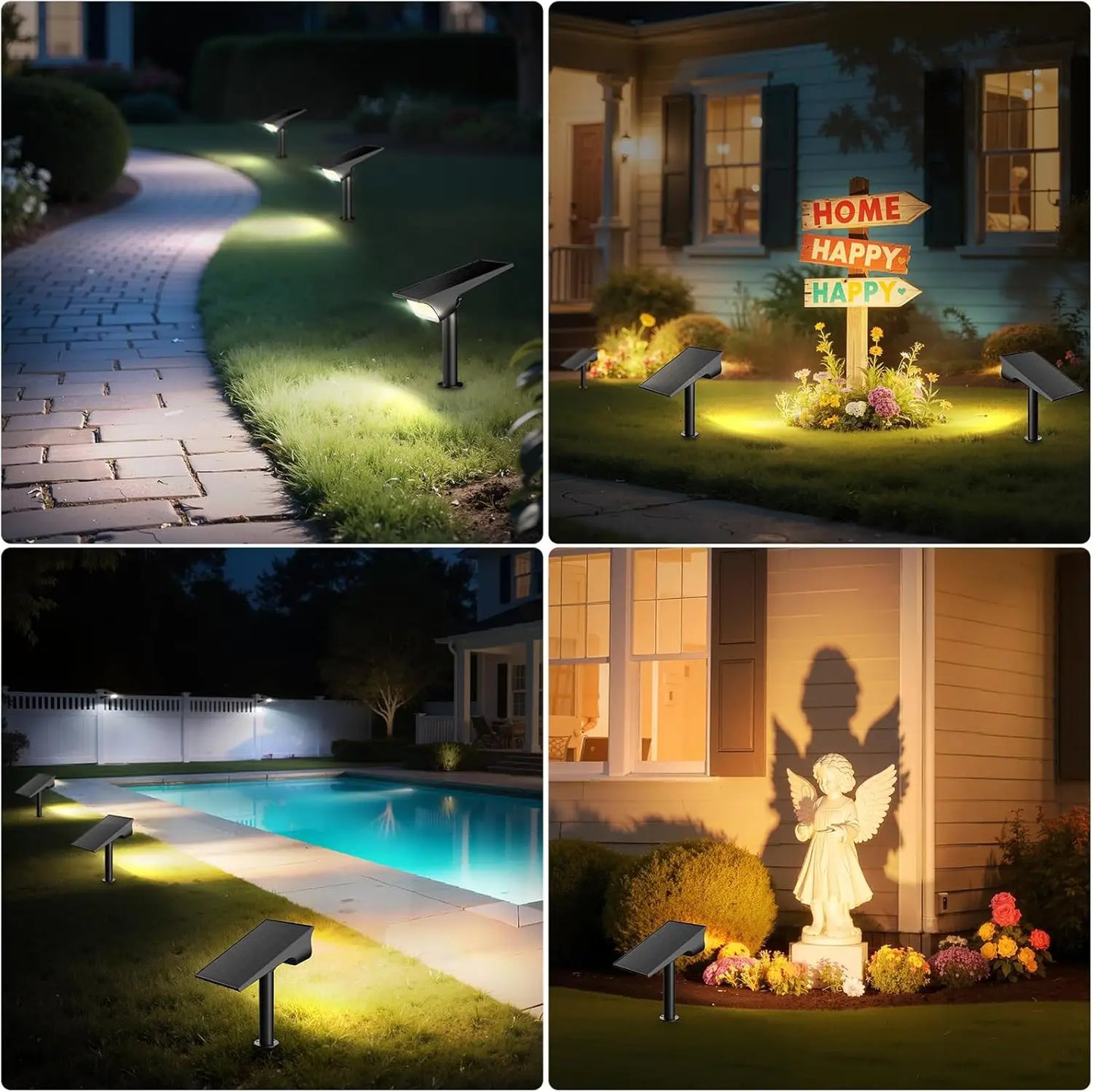Intelamp Solar Outdoor Spot Lights 2 Pack With 3 Color Modes