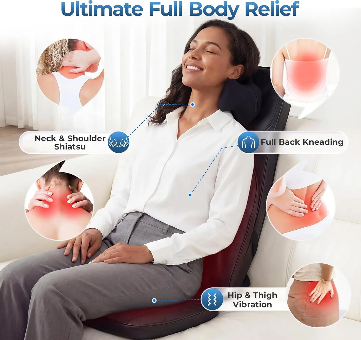 HIMOUTA 3-in-1 Shiatsu Massage Cushion Neck And Back Heat