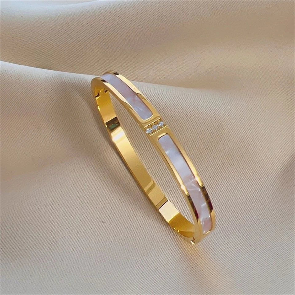 Stainless Steel Zirconia Inlaid Bracelet Set for Women