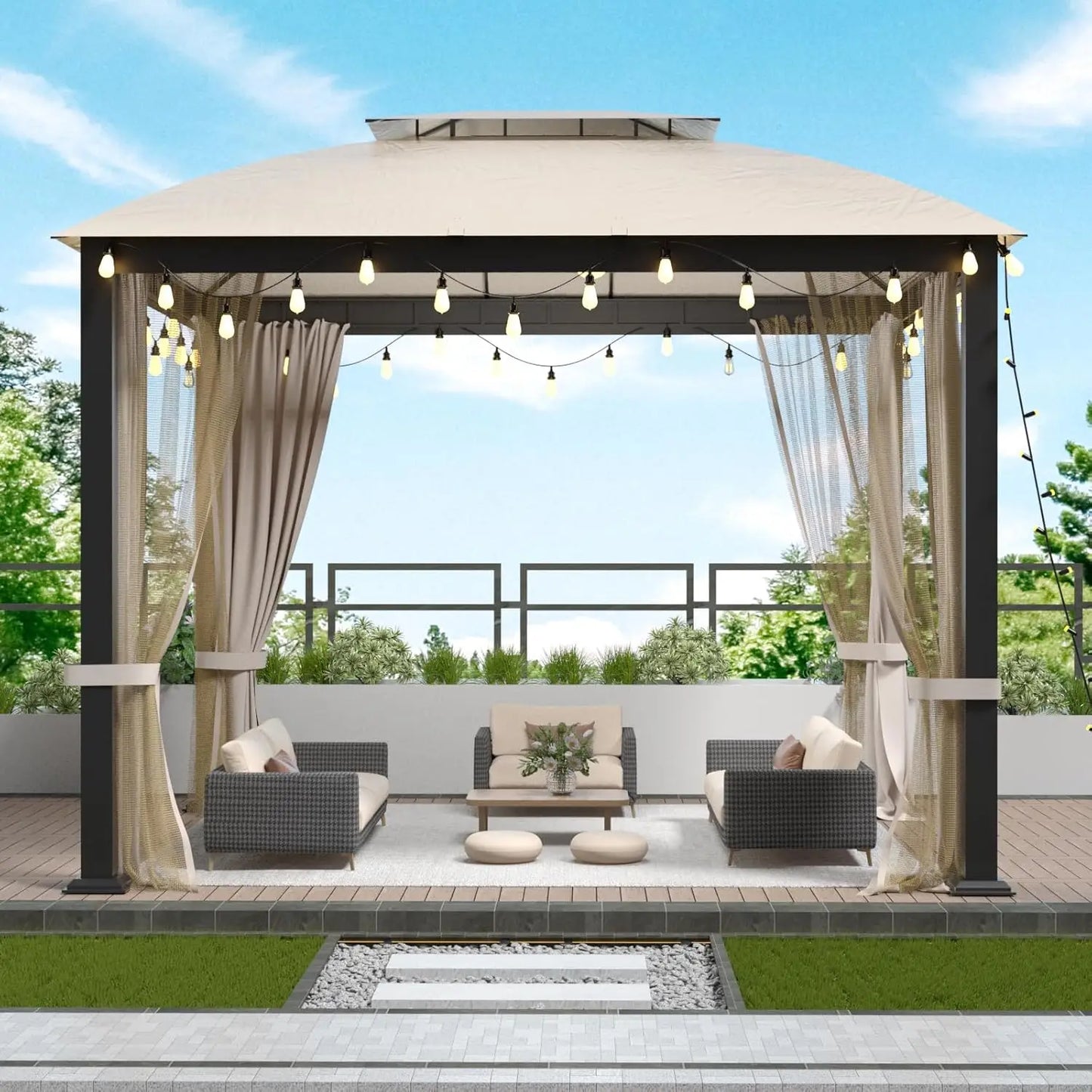 MOYU Patio Gazebo Heavy Duty Soft Top With UV Protection