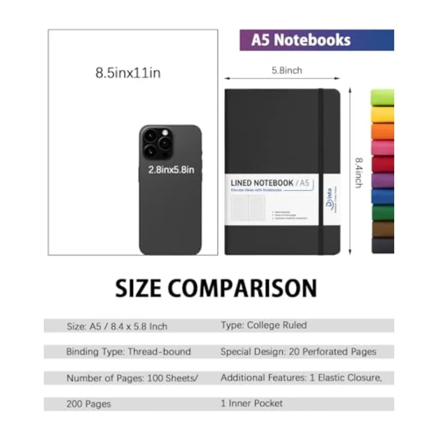 Hardcover Lined Journals 200 Pages Bulk Pack
