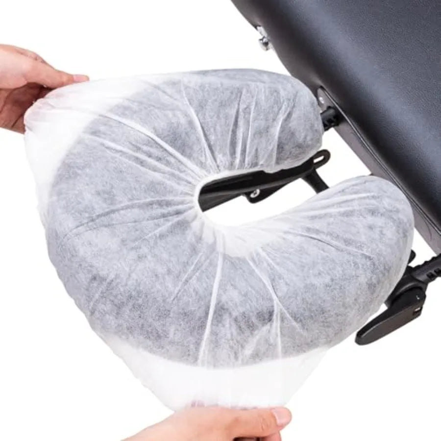 100PCS Disposable Fitted Face Cradle Covers, Non-woven Ultra Soft Massage Face Covers Headrest Covers for Massage Tables Massag