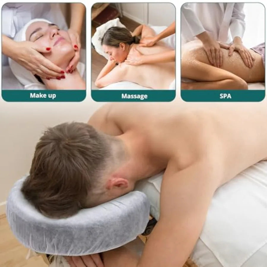 100PCS Disposable Fitted Face Cradle Covers, Non-woven Ultra Soft Massage Face Covers Headrest Covers for Massage Tables Massag