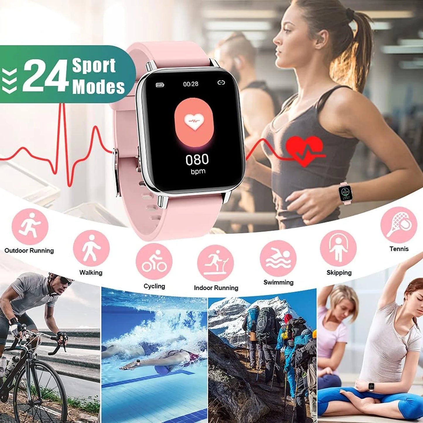 Jxrev Smart Watch Fitness Tracker 1.69 Inch Touchscreen