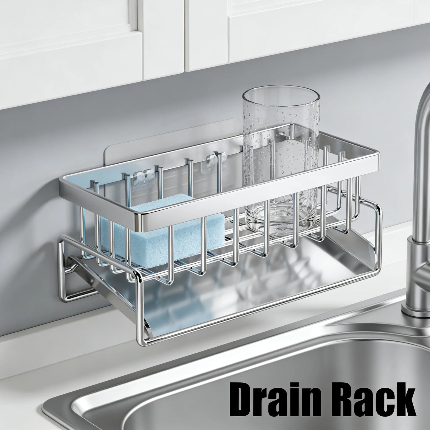 Rustproof Steel Sink Organizer Rack For Kitchen Storage