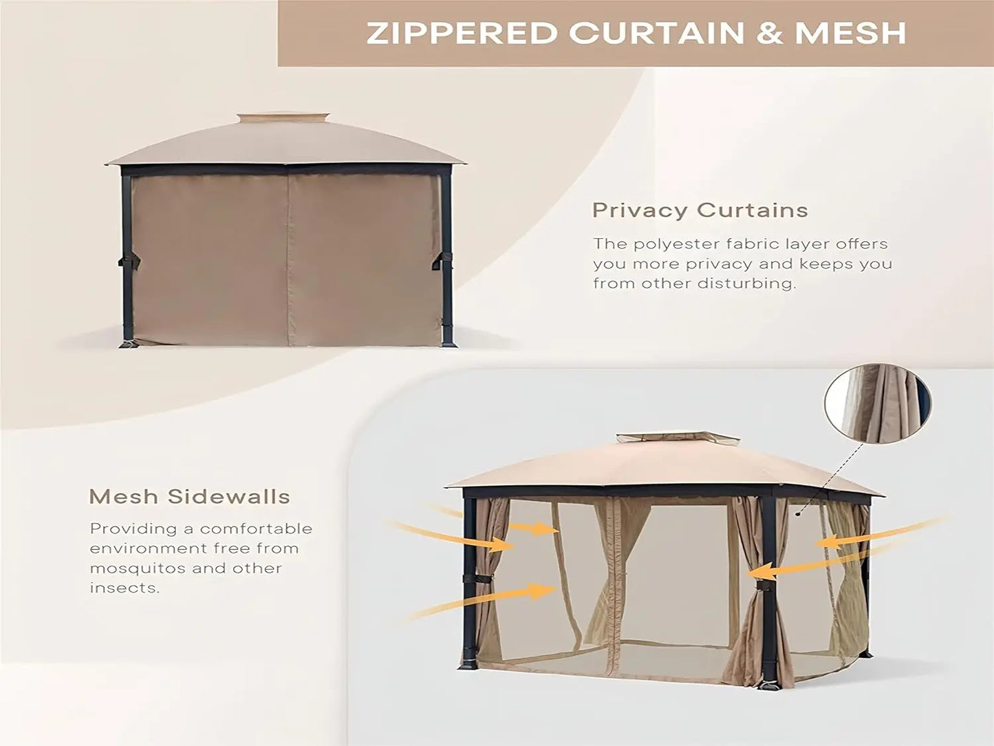 MOYU Patio Gazebo Heavy Duty Soft Top With UV Protection