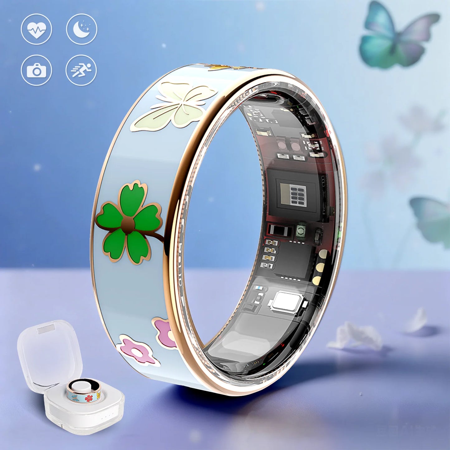 UouNeaCo Smart Ring Dragonfly Lotus Activity Tracker