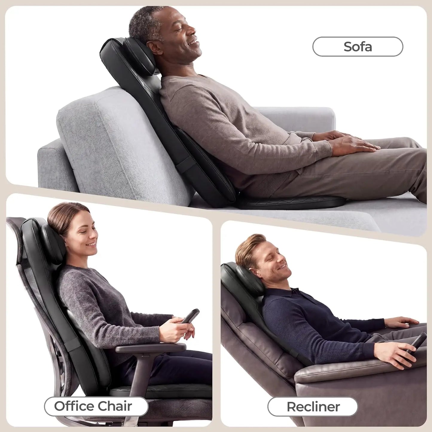 HIMOUTA 3-in-1 Shiatsu Massage Cushion Neck And Back Heat