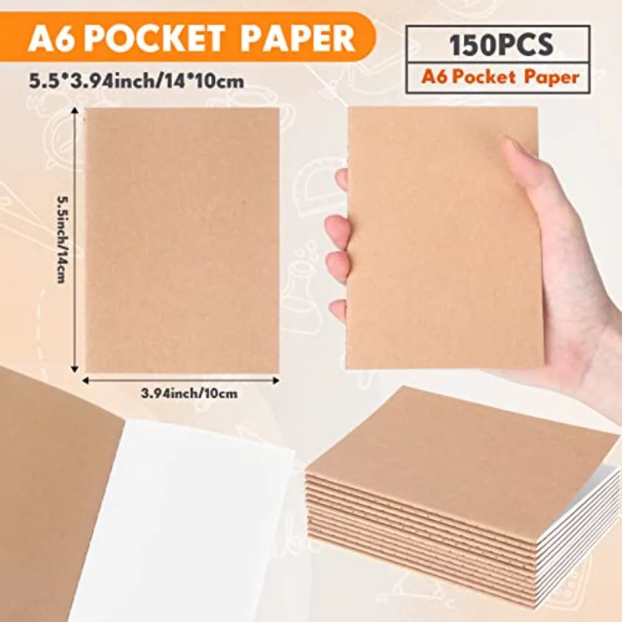 Kraft Paper Notebooks Unlined Sewn Travel Journal 150 Pack