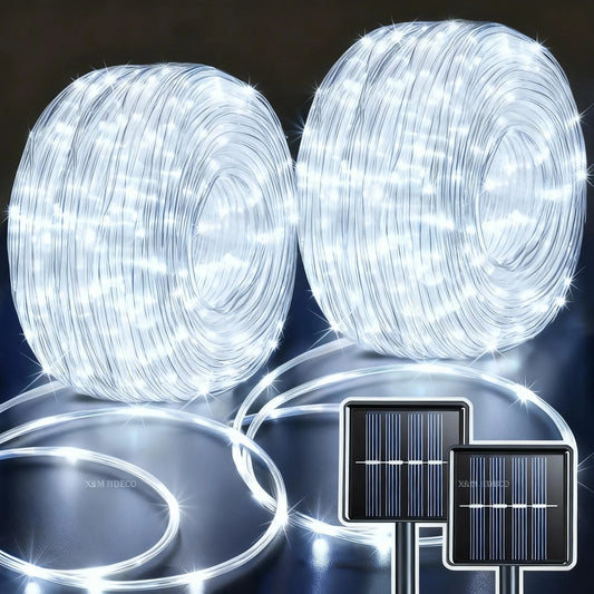 1pc 20/ 36/ 70/ 100ft Solar Rope Lights, Outdoor Solar Lights, IP65Solar String Lights, 8 Patterns for Stage Lighting, Trail, Patio, Pool, RV, Christmas Decoration (22ft 50LED/ 39.3ft 100LED)