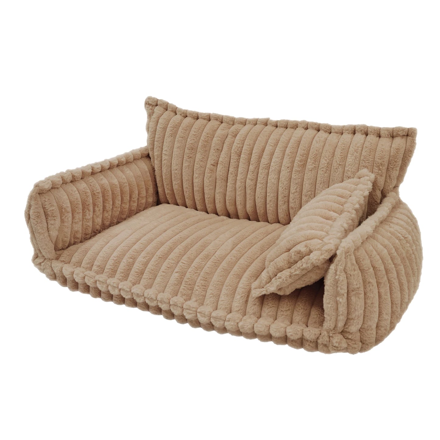 Pet Couch with Removable Washable Cover, Plush Support Bed for Cats and Dogs, Calming Couch for Pets