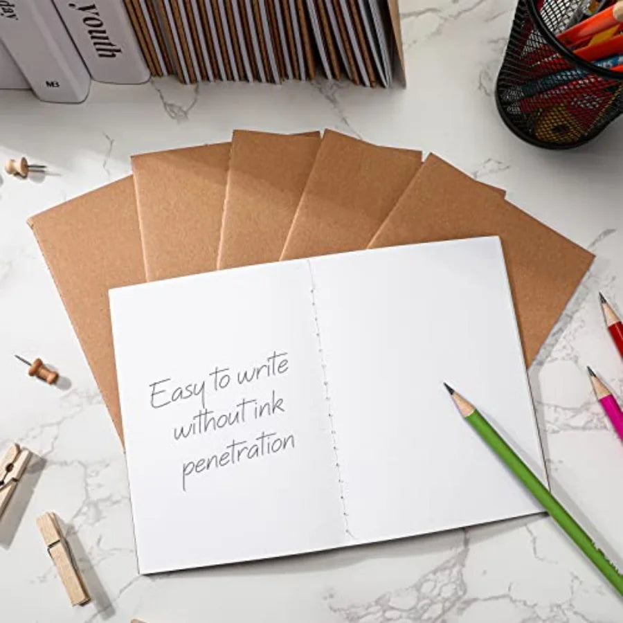 Kraft Paper Notebooks Unlined Sewn Travel Journal 150 Pack