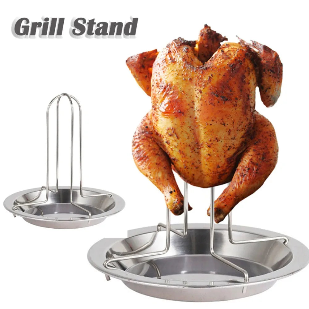 Stainless Steel Chicken Roaster Stand With Bowl