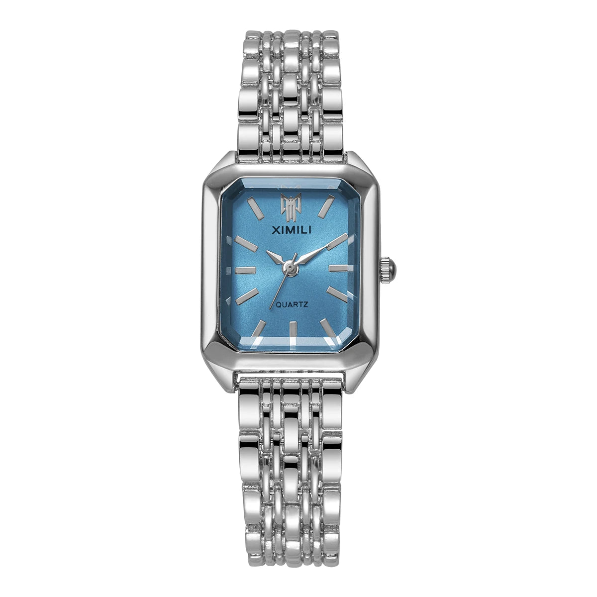 Luxury Rectangular Womens Quartz Watch Stainless Steel Band
